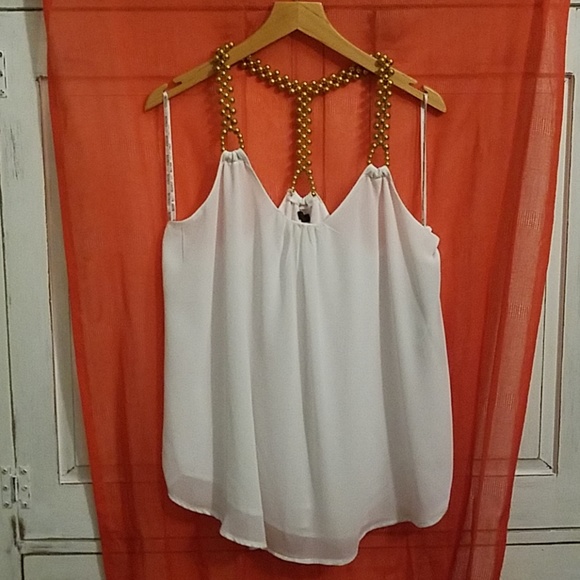 XOXO Tops - White and gold cami